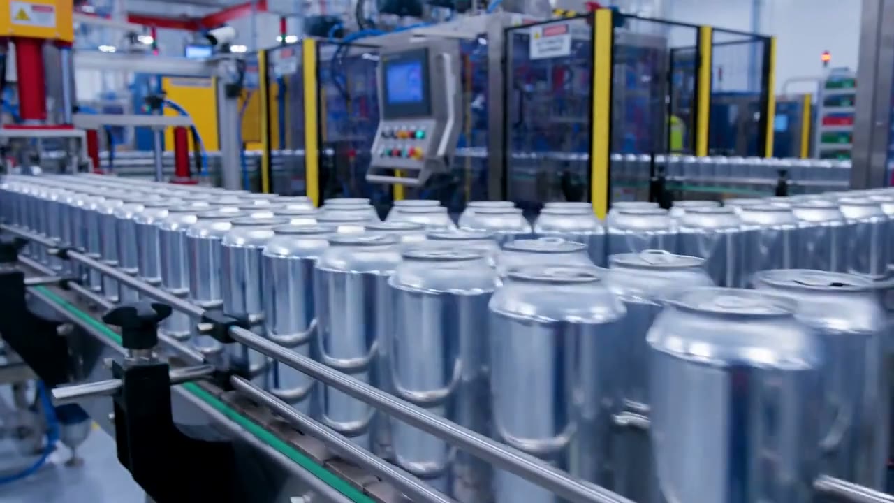 Aluminum beverage cans presented in a product showcase